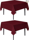 sancua Square Tablecloths 54x54 Inch Burgundy, 2 Pack - Fabric Table Cloth for Square or Round Tables, Washable Polyester Table Cover for Christmas Dinner, Holiday Party, Decorative Display Tables