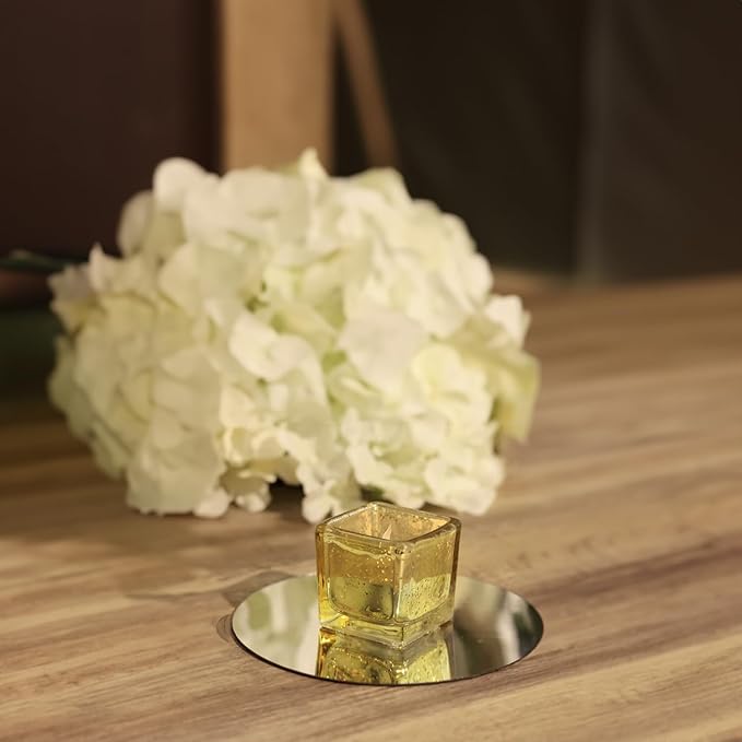 WGV 2 Inch Gold Speckle Square Cube Glass Votive Candle Holder, Small Tiny Mercury Tea Light 2x2”, 1 Pc