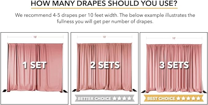 AK TRADING CO. 10 feet x 8 feet IFR Polyester Backdrop Drapes Curtains Panels with Rod Pockets - Wedding Ceremony Party Home Window Decorations - Brown