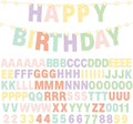 TaoBary 112 Pcs DIY Letter Kit Glitter Customizable Banner Letters Include 107 Letters and Numbers 3 Rope and 2 Needles for Birthday Halloween Christmas Wedding Valentine Party Decor(Macaron Color)