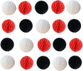 20pcs Honeycomb Flower Balls Party Honeycomb Balls Decoration Paper Flower Balls Tissue Paper Flower Ball Pom Poms Ball for Birthday Wedding Home Decor (6inch, White red Black)