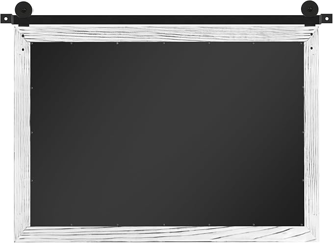 COGOOD Farmhouse Bathroom Mirror - 41" x 30" Rustic Barn Door Mirror for Living Room, Entryway, Bedroom, Vanity Wall Decor (White)