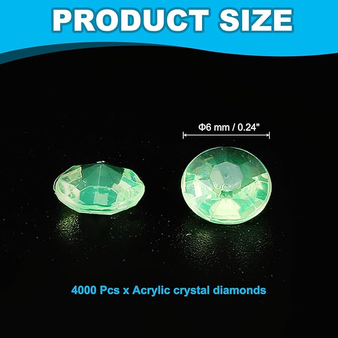 PATIKIL 4000 Pcs Wedding Table Scatter Confetti Crystals 6mm Acrylic Diamonds Vase Fillers Gems for Table Centerpiece Decorations Party Vase Beads, Grass Green