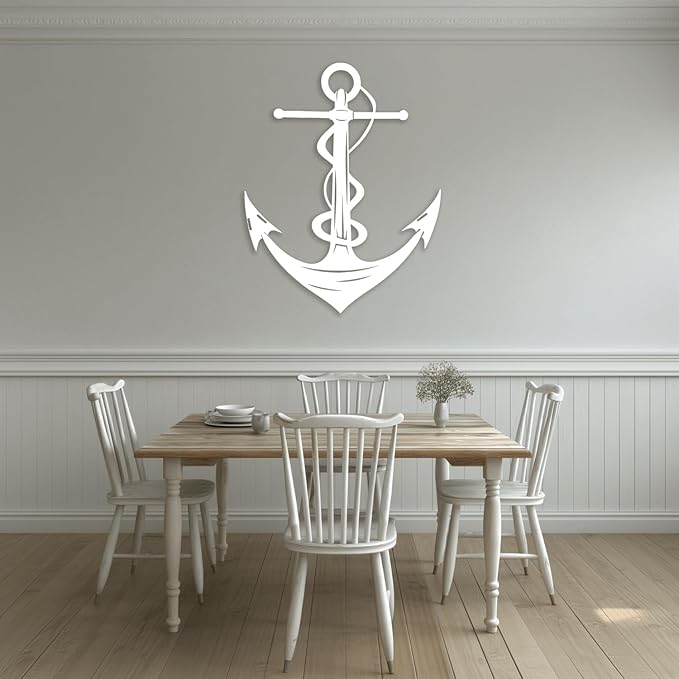 XXQ Anchor Metal Wall Decor, Anchor Metal Wall Art for Bedroom Living Room Dorm Antique Anchor Wall Decor Antique Metal Anchor Farmhouse Decor (Whhite, 12" x 19" / 31 x 47cm)