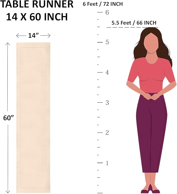 Solino Home Linen Soft Grey Table Runner 60 Inches - Classic Hemstitch, 100% Pure Linen Coffee Table Runner 14 x 60 Inch Ideal for Dresser Tables - Fall, Autumn, Halloween, Thanksgiving, Christmas