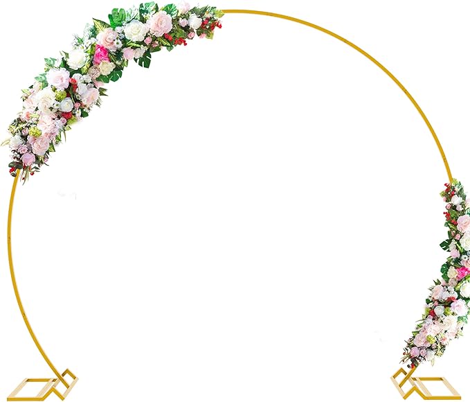 Wokceer Wedding Arch 7.2FT Round Backdrop Stand Gold Metal Circle Backdrop Stand Circle Balloon Arch Stand Frame for Birthday Party Bridal Shower Anniversary Ceremony Candy Tables Celebration