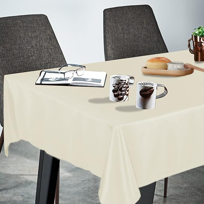 Fitable Rectangle Tablecloth Stain and Wrinkle Resistant Washable Polyester Table Cloth for Buffet Parties and Camping (54x108 inch, Ivory)