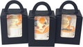 Bakepacker Auto-pop up Individual Cupcake Boxes with Window 25 Count Black Single Cupcakes Box 3.6 x 3.6 x 4.3inch Cupcake Carrier