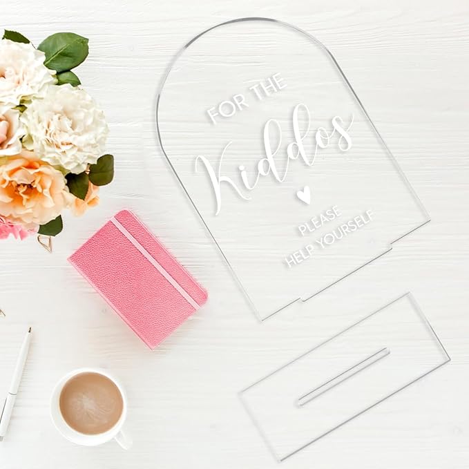 Wedding Sign，For The Kiddos Wedding Sign, Kids Wedding Activities Acrylic Plaque,Please Help Yourself Sign, Wedding Signs For Ceremony And Reception 5 x 7 Inch (White)