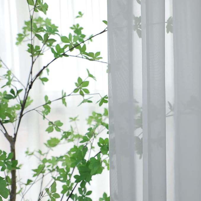 Window Light Gray Sheer Curtains 63 Inches Long 2 Panels Sheer Curtain Basic Rod Pocket Panel for Bedroom Children Living Room Yard Kitchen (Light Gray, 52" W x 63" L | 2 pcs)