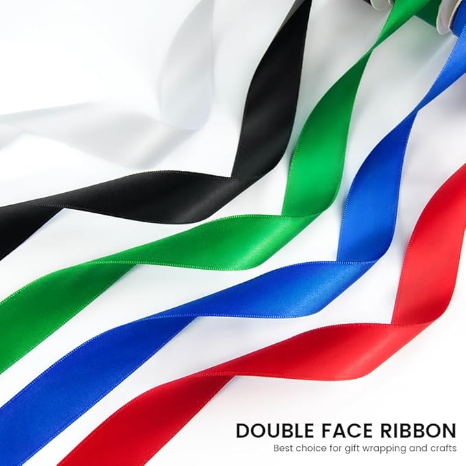 KMER LIFE 3/8 inch x 25 Yards Double Faced Polyester Emerald Green Satin Ribbon, Perfect for Gift Wrapping Very Suitable for Weddings Party Invitation Decorations and More