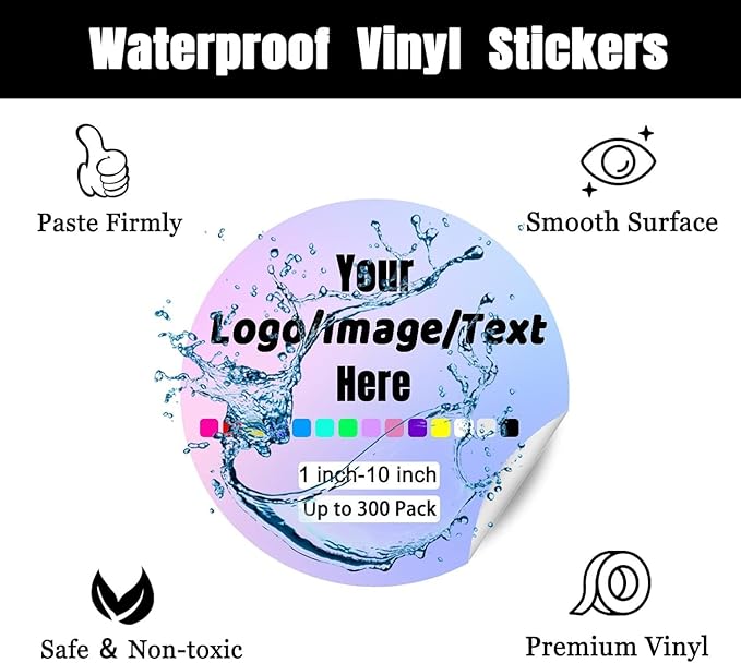 Custom Stickers for Weddings, Birthdays & Businesses - Personalized Labels with Your Logo - Waterproof, Fade and Heat Resistant - Pack of 100-1000 (Wreath B, 3.5 Inch)
