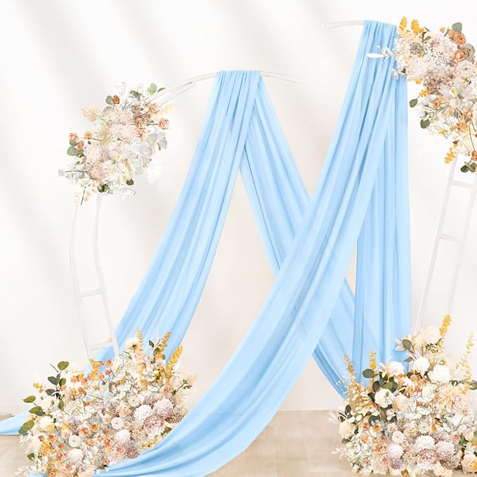Baby Blue Wedding Arch Draping Fabric 29" x 20 FT Blue Wedding Drapes for Backdrop Sheer Curtains Drapes for Romantic Bridal Baby Shower Ceremony Birthday Party Fall Outdoor Events