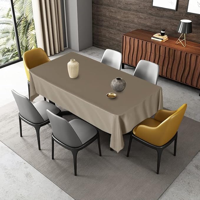 Fitable Rectangle Tablecloth Stain and Wrinkle Resistant Washable Polyester Table Cloth for Buffet Parties and Camping (54x78 inch, Taupe)