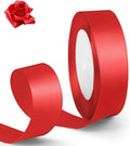1 Inch 25 Yards Red Ribbon, Red Satin Ribbon for Gift Wrapping, Christmas Tree, Wedding, Birthday Party Decoration, Craft, Hair, Floral, Sewing