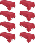 8 Pack Red Tablecloth 60 x 102 Inch Rectangular Tablecloths for 6 Foot Rectangle Tables, Wrinkle Resistant Red Table Cloth Washable Polyester Fabric Table Covers for Buffet Wedding Party Banquet