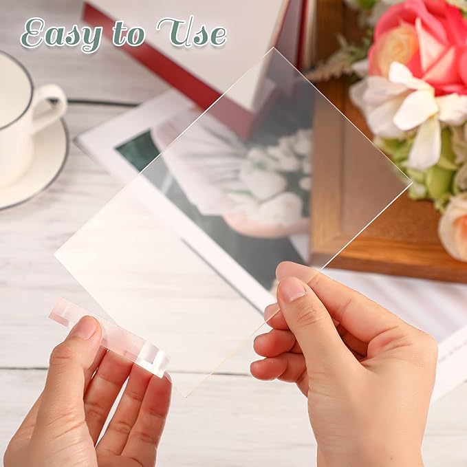 12 Pcs Clear Acrylic Place Cards with 12pcs Acrylic Holder Wedding Table Numbers with Centerpiece Stand Sign and Holder DIY Table Name Cards Plates for Wedding Reception Banquet Decors