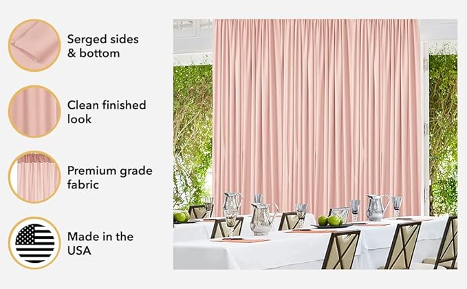 AK TRADING CO. 10 feet x 10 feet Polyester Backdrop Drapes Curtains Panels with Rod Pockets - Wedding Ceremony Party Home Window Decorations - Fuchsia