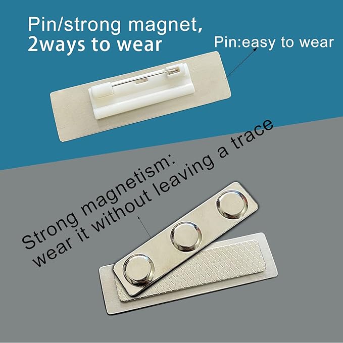 2pcs Stainless Steel Black Custom Name Tags with Pin or Magnet Adhesive Tape,Personalized Name Tags,Custom Metal Name Tag for Employee,Workers,Cops,Nurses,Doctors,Teachers(Black x 2)