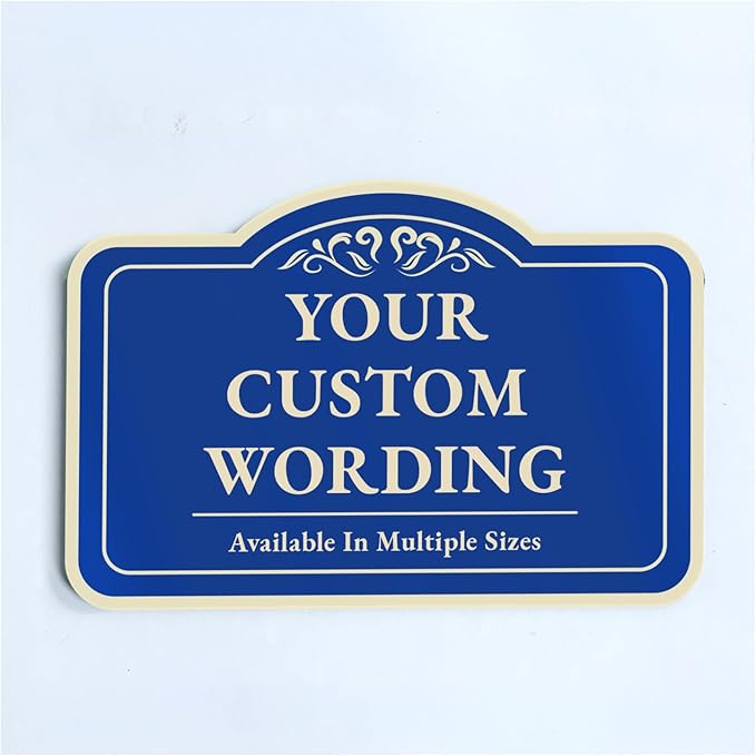 Custom Decorative Outdoor Metal Signs, Personalized Aluminum Signs, Customized Driveway Signs, Waterproof Signs Made In USA, Design 1 Blue Steel 36x24 In