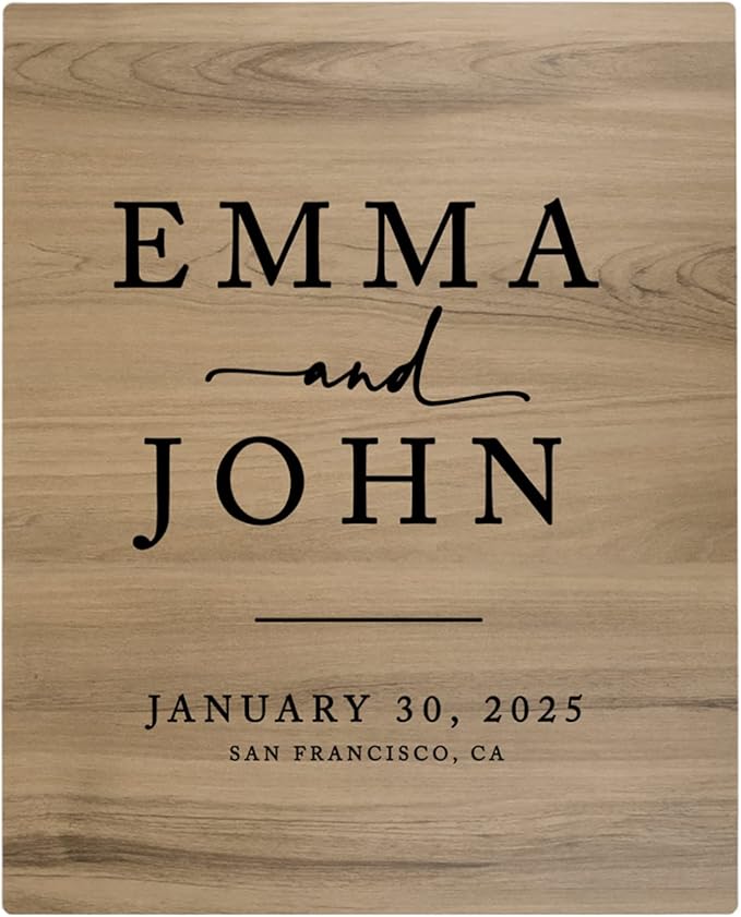 Andaz Press Large Wooden Welcome Sign for Wedding Rustic Welcome Sign 16" x 20" Custom Names Date & Location Modern Wedding Signage English Oak MDF Wood Finish Wedding Reception Indoor Outdoor Signs