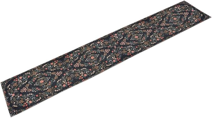 Morris Flower Table Runner, Vintage Blue Floral Rustic Country Style Floral Print Pattern for Home Kitchen Table Decor Dining Coffee Room Garden Party Decor 13x36in