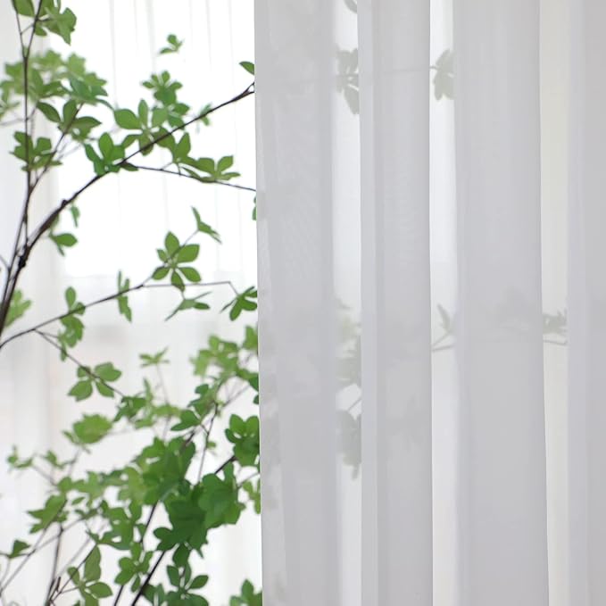 Window Ivory Sheer Curtains 95 Inches Long 2 Panels Sheer Curtain Basic Rod Pocket Panel for Bedroom Children Living Room Yard Kitchen (Ivory, 52" W x 95" L | 2 pcs)