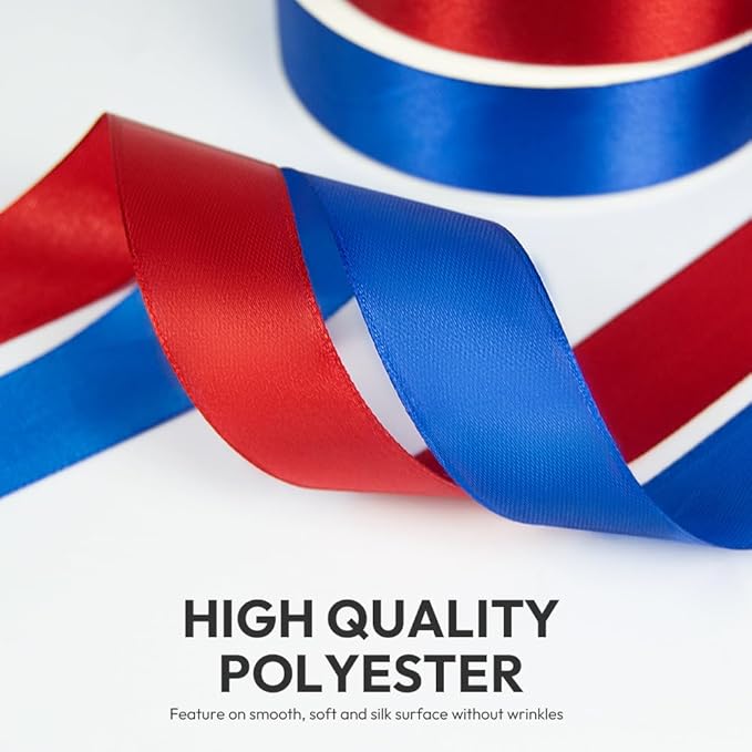 KMER LIFE 1 Inch Wide x 50 Yards Ivory Single Faced Polyester Satin Ribbon for Wedding Decor, Wreath, Crafts, Gift Wrapping & Other Projects