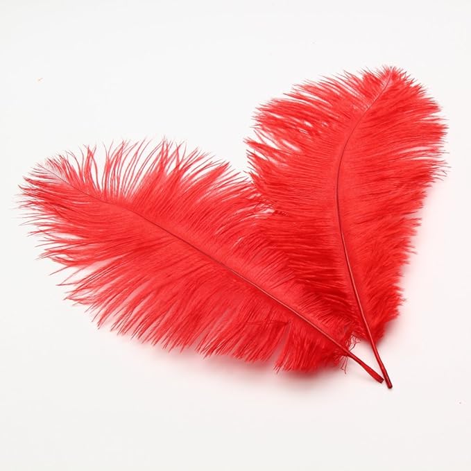 Sowder 14-16inch(35-40cm) Ostrich Feathers Plume for Wedding Centerpieces Home Decoration Pack of 10pcs(red)