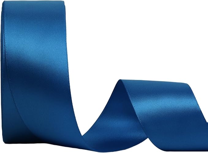 LaRibbons 1 1/2 Inch 25 Yard Double Faced Satin Ribbon,Royal Blue Satin Craft Fabric Ribbon for Gift Wrapping Floral Bouquets Wedding Party Decoration