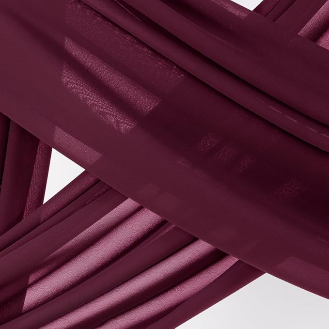 Socomi Wedding Arch Draping Fabric 2 Panels 29" x 19Ft Burgundy Sheer Chiffon Curtain Drapes 6 Yards for Wedding Ceremony Birthday Party Decoration