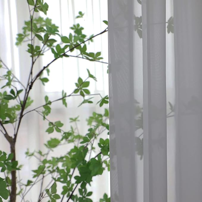 Window Gray Sheer Curtains 84 Inches Long 2 Panels Sheer Curtain Basic Rod Pocket Panel for Bedroom Children Living Room Yard Kitchen (Gray, 52" W x 84" L | 2 pcs)
