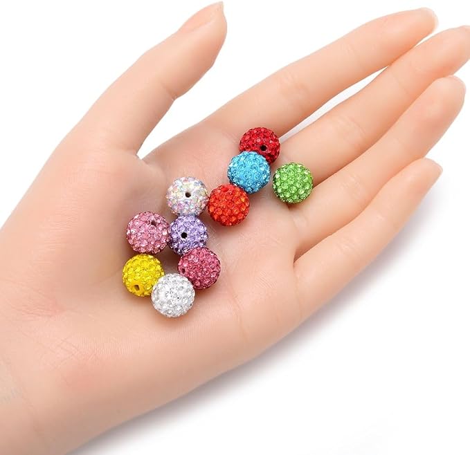 25pcs Adabele Grade A Suncatcher Crystal Rhinestone Pave Loose Beads 12mm Sun Orange Polymer Clay Disco Ball Spacers Compatible with Shamballa All Craft Jewelry Making DB12-12