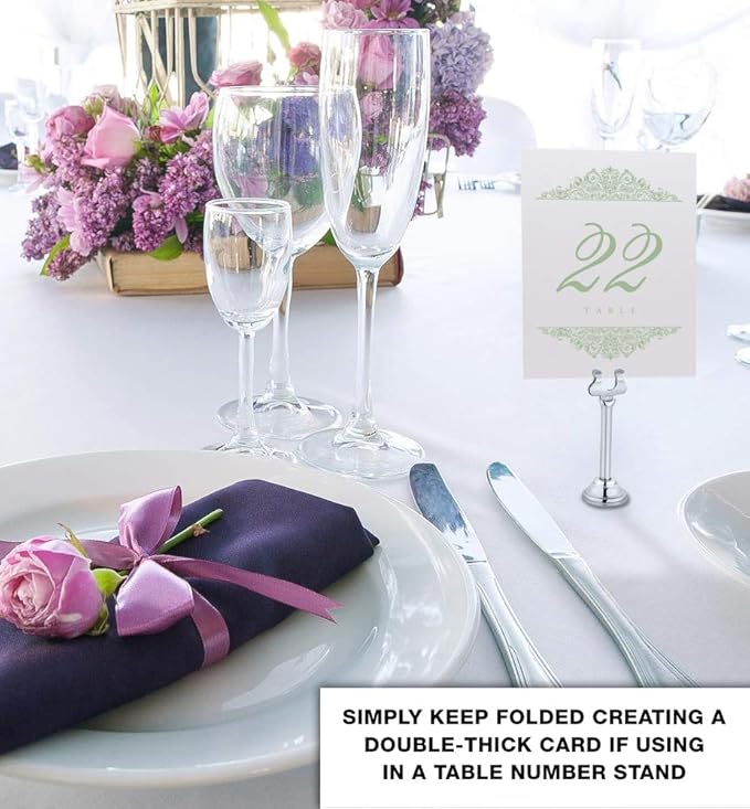 Paisley Wedding Table Numbers (Select Color/Quantity), Champagne, Sage, 1-175, Double Sided, Tent or Use in a Stand, Great for Parties & Restaurants - Made in the USA