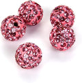 100pcs Adabele Grade A Suncatcher Crystal Rhinestone Pave Loose Beads 8mm Rose Pink Polymer Clay Disco Ball Spacers Compatible with Shamballa All Craft Jewelry Making DB8-3