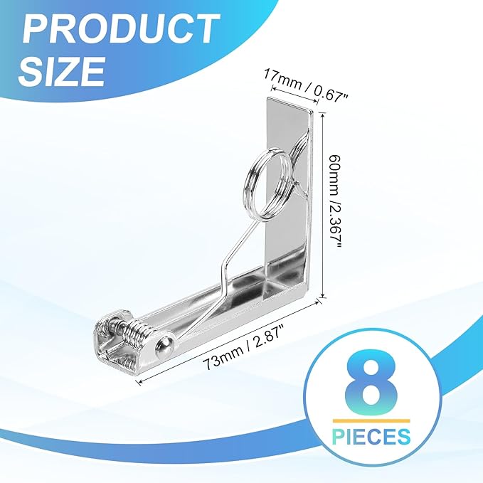 uxcell 8 Pack Tablecloth Clips, Stainless Steel Table Cloth Cover Clamps, 2.87" x 2.36" Windproof Holder Clips for Home Party Picnic Wedding Camping Dining Tables, Silver