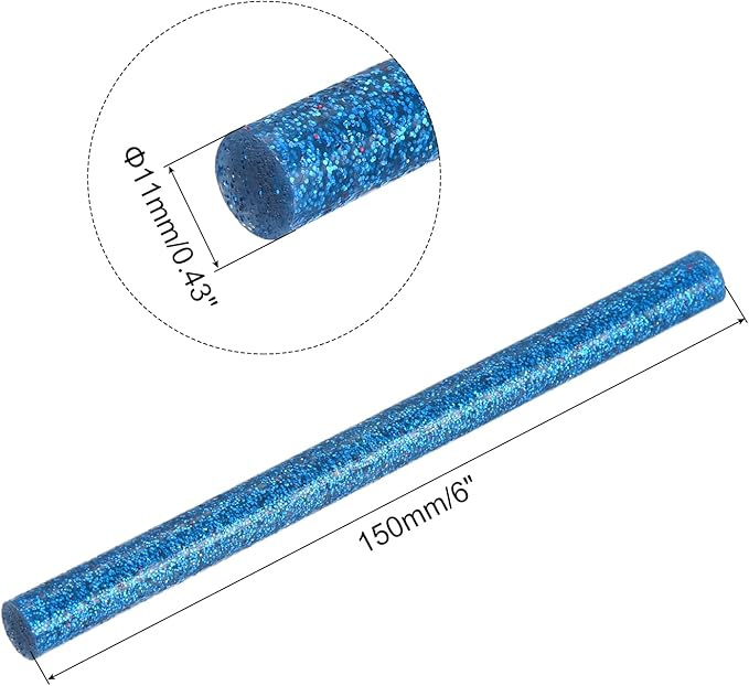 uxcell 20pcs Hot Glue Sticks for Glue Gun 11mm/0.43-inch x 6-inch Mini Hot Melt Adhesive Glue Stick Glitter Blue