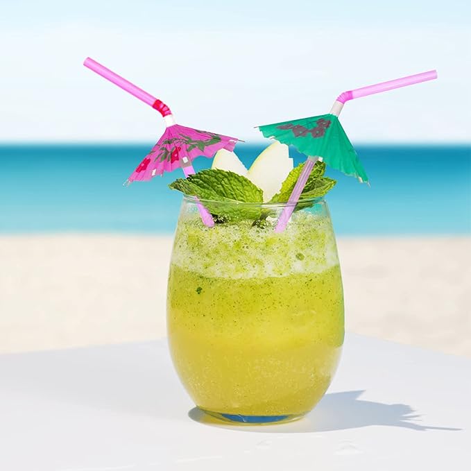 BLUE TOP Cocktail Picks&Umbrella Drink Straws Set-400pcs 4Inch Frill Picks+50pcs 9.5 Inch Drink Straw Umbrella,Cocktail Toothpicks & Straws for Fruit,Appetizers,Club Sandwiches,Drinks.