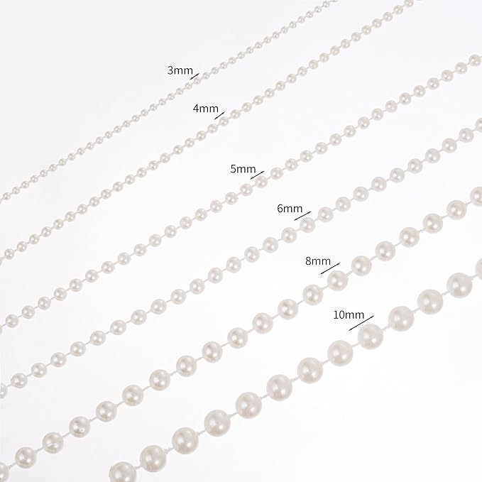 5mm Crafts Faux Pearl Beads Garland Pearl Bead Roll Strand of Pearls to Decorate Floral Centerpieces Wedding Party Favor Christmas Tree(99 Feet Silver)