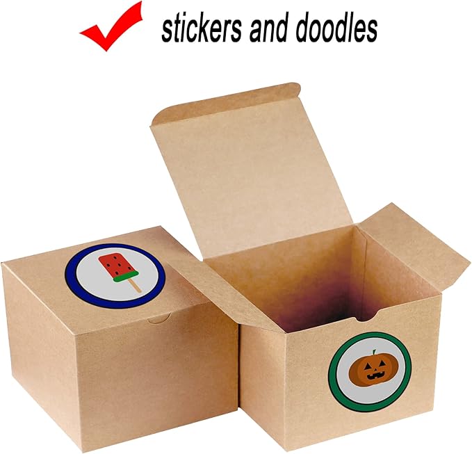 Xxcxpark 30 PCS Brown Kraft Gift Boxes 5x5x3.5, Party Favor Kraft Paper Gift Packaging Box with Lid for DIY Crafting, Cube, Cupcake, Kraft Present Boxes for Birthday, Wedding