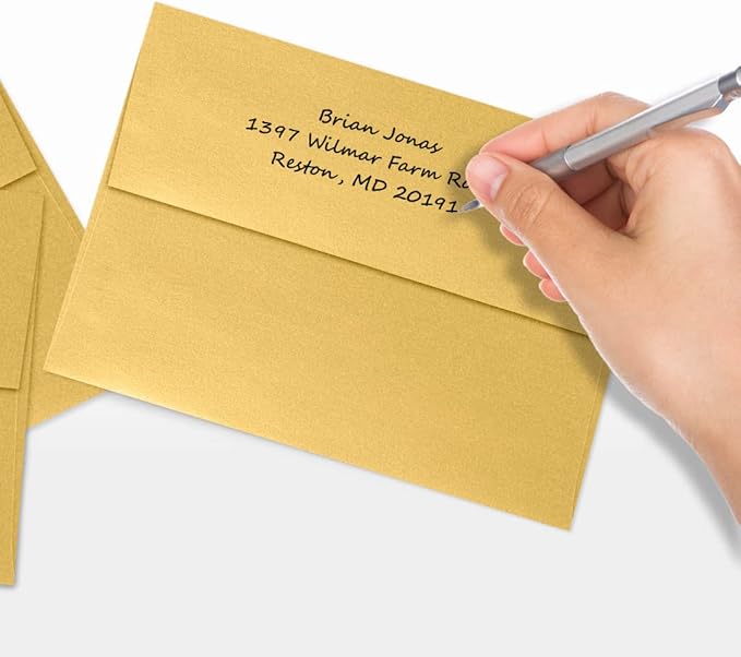 LUXPaper A7 Invitation Envelopes | Peel & Press | 5 1/4" x 7 1/4" | Gold Metallic | 80lb. Text | 250 Qty