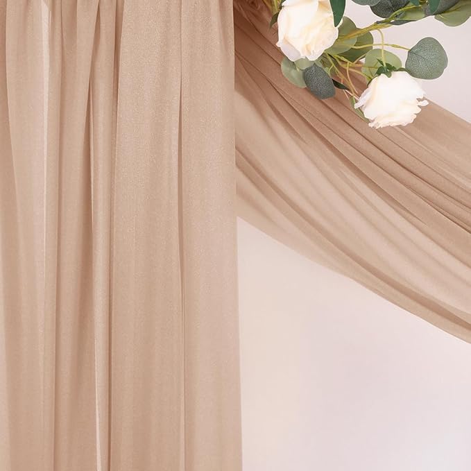 MLMC Nude Wedding Arch Draping Fabric 2 Panels 29" x 20 FT Extra Long Gauze Drapes Sheer Backdrop Curtains 6.6 Yards Outdoor Drapery Panels for Wedding Ceremony Party Ceiling Decoration