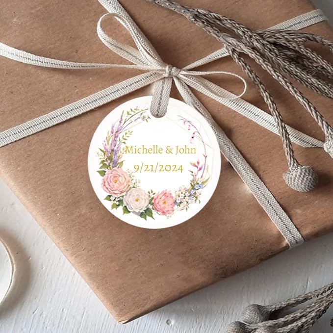 Custom Tags for Handmade Items, Personalized Tags for Favors, Customized Hang Tag for Clothing, Customized Gifts Wrapping Labels, Wedding Items Birthday Party Favors with String (Round Shape)