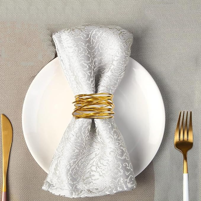 Gold Napkin Rings - 12 PCS Metal Napkin Rings(Twisted Wire) Napkin Holders Buckles for Family Dinner, Wedding, Party,Table Decorations
