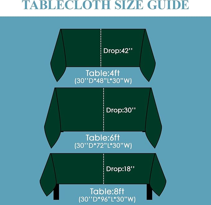 VidaFete 2 Pack 90 * 132inch Rectangle Table Cloth Polyester, Stain Wrinkle Resistant Polyester Dining Table Cover for Kitchen Dinning Party Wedding Rectangular Table Buffet Decoration(Green)