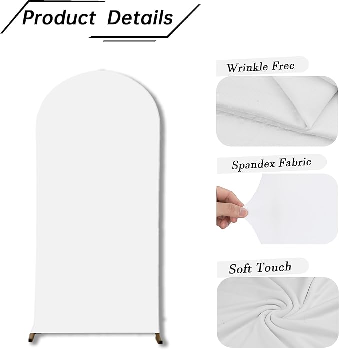 bricia Wedding Arch Backdrop Stand Cover, 5FT Double Sided Stretchy Arch Cover Fitted Wedding Birthday Party Banquet Decoration (White 60''Lx25.2''W)