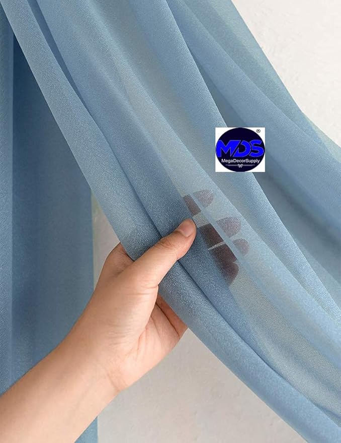 MDS Halloween Chiffon Draping Fabric - 2 Panel, 30" Wide x 75ft Long - Sheer Spooky Arbor & Canopy Drapery for Haunted House Backdrops, Party Ceilings, DIY Costumes & Themed Events - Dusty Blue