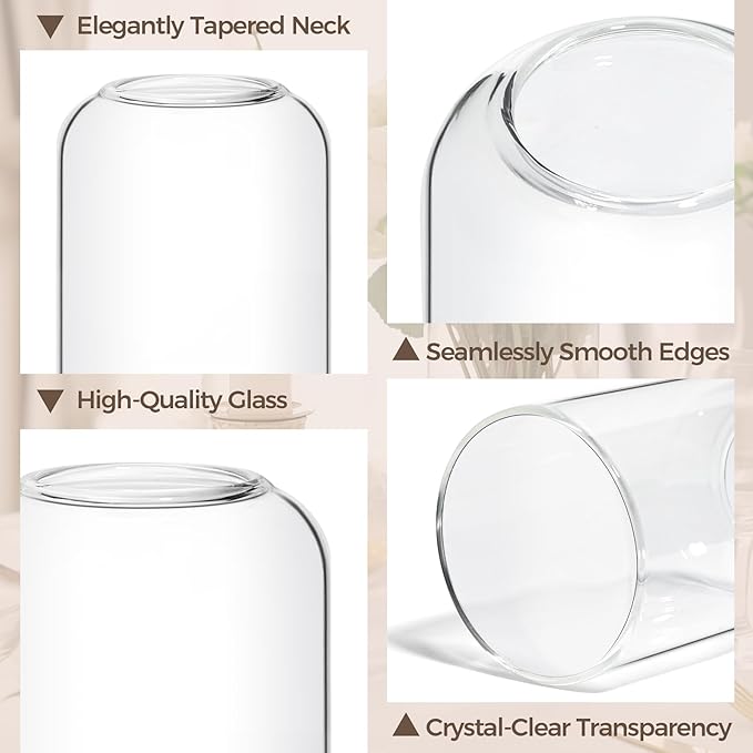 ComSaf Small Flower Vase Set of 12, Glass Bud Vases in Bulk, Clear Vases for Flower, Decor Centerpiece for Bathroom, Decorative Vases for House Warming, Valentines' Day, Mother's Day, Thanksgiving Day