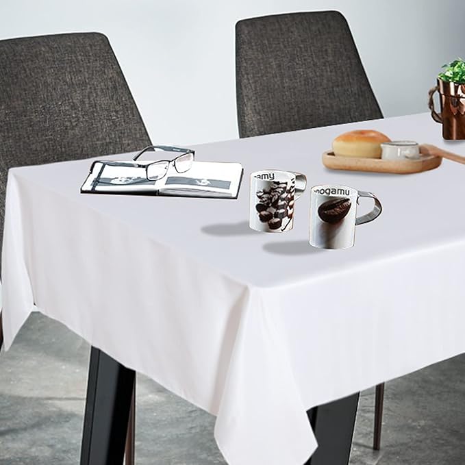 Fitable Square Tablecloth 54x54 inch Tablecloth Stain and Wrinkle Resistant Washable Polyester Table Cloth for Buffet Parties and Camping, White