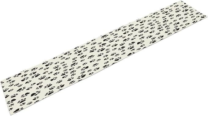 Dog Paws Table Runner,Cartoon Cute Black White Animal Footprints Abstract Tablecloth Burlap for Hotel Indoors Outdoor Dining Room Kitchen Home Decor,W13X L108 in